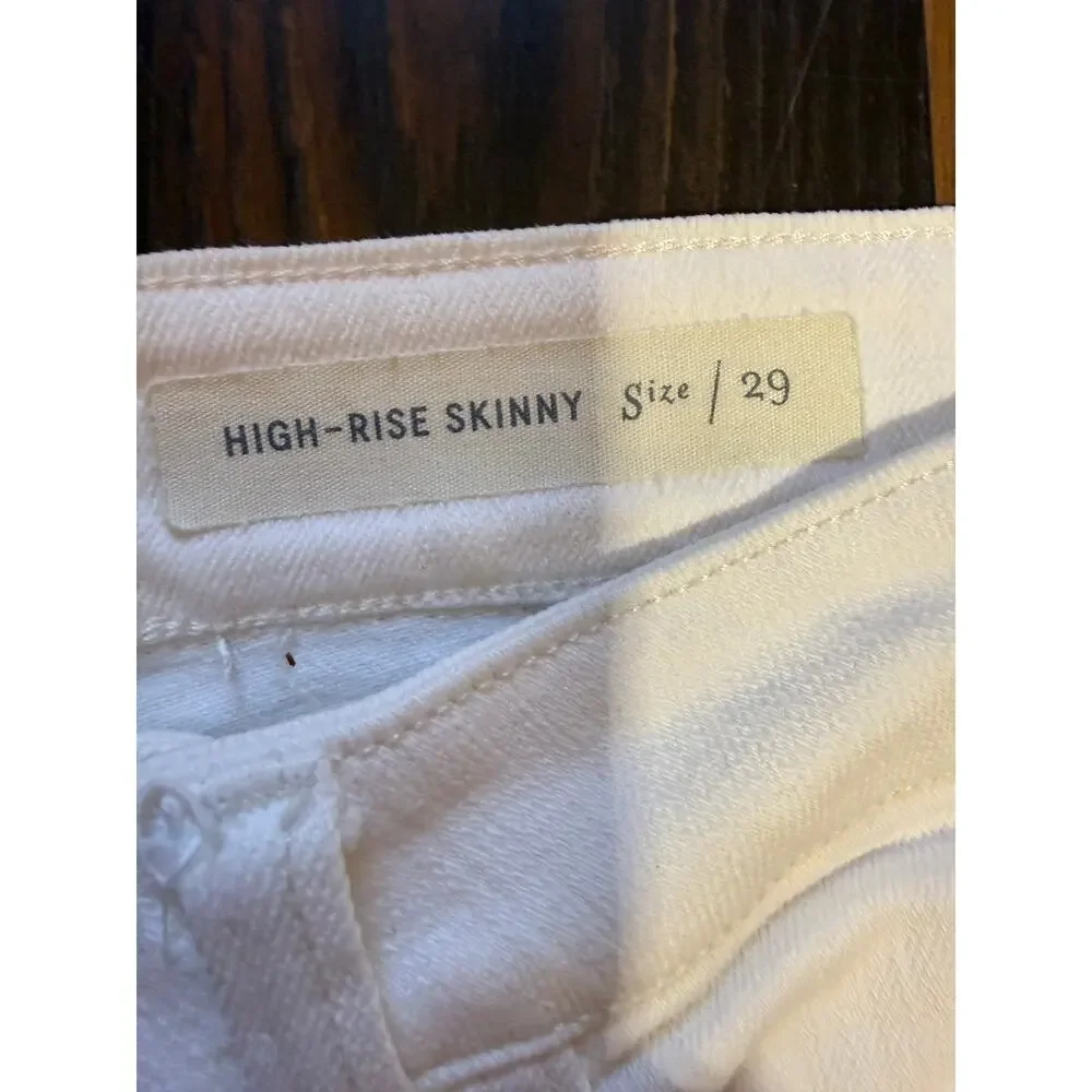 Anthropologie Pilcro Side Crochet Skinny Ankle Length White Denim Jeans Size 29